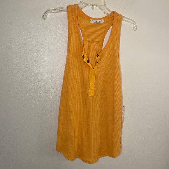 Free People Tops - Free people Orange ribbed button Down tank